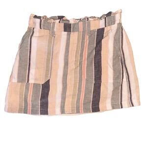 American Eagle Skirt Women's Size Small Stripe Tie Waist Linen Blend Mini